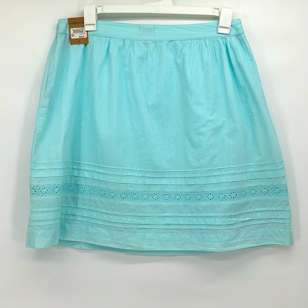 GH Bass & Co blue Skirt embroidered Aline whimsy cottage core preppy